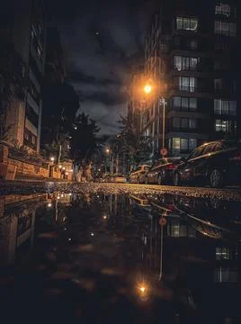 Night walk in quarantine. Stock Photos