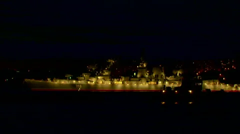 Night warship Stock Footage 619475