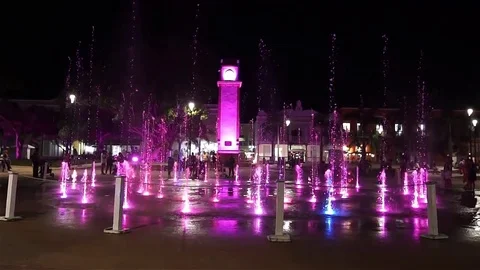 Night water fountain Stock Footage