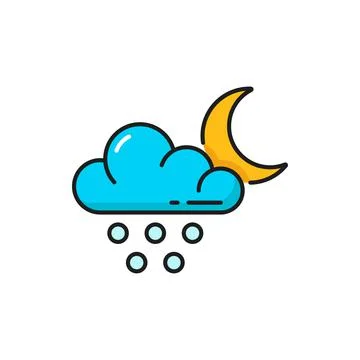 Night weather forecast, cloud, rain and moon icon Stock Illustration