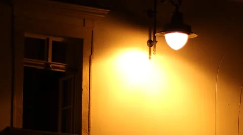 Night Window and Lamp Stock Footage 46120071