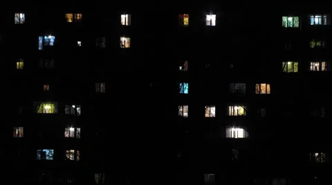 Night windows Stock Footage 3779459
