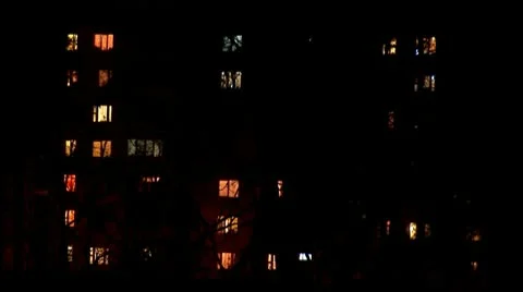 Night Windows Stock Footage 8990631