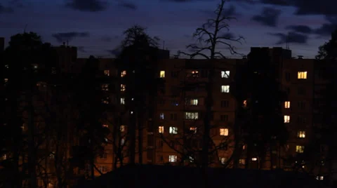 Night windows Stock Footage 36431558