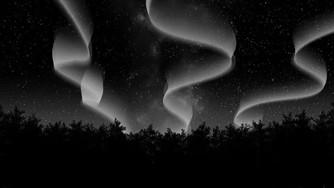 Night winter aurora borealis 3d illustration render Video stock 100509539