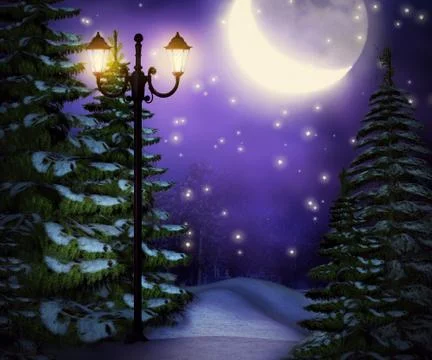 Night winter backdrop Stock-Illustration