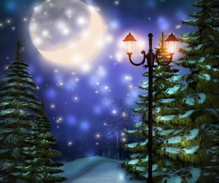 Night winter background Stock Illustration