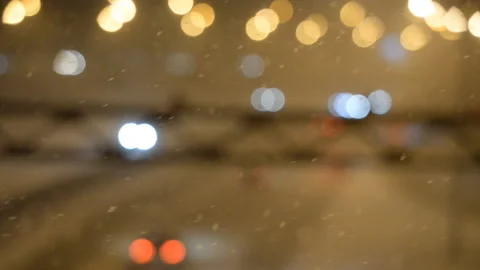 Night Winter Car traffic Stock Footage 143571167