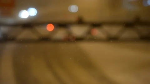Night Winter Car traffic Stock Footage 143571191