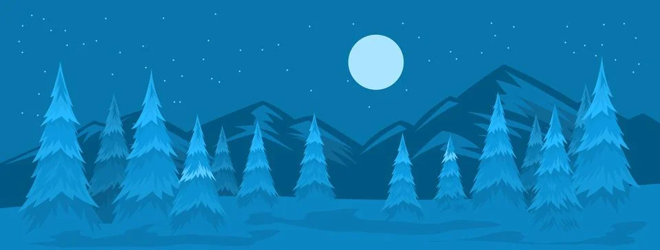 Night winter forest Stock Illustration