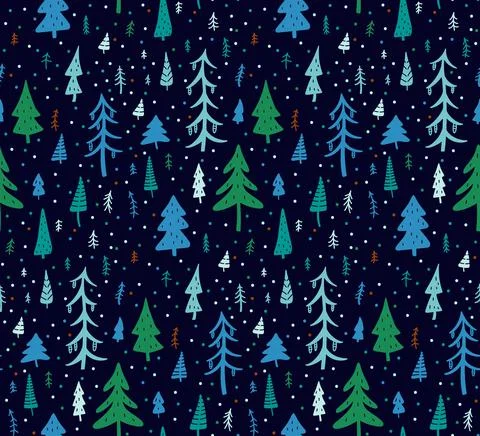 Night Winter Forest Seamless Pattern Scandinavian Style Stock Illustration