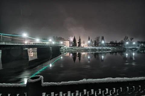 Night winter landscape Stock Photos