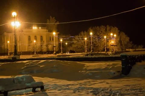 Night winter park Stock Photos