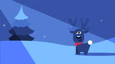 A night winter scene with a deer in the moonlight Illustration