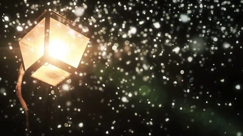 Night Winter Street Lamp With Falling Snow Stock Footage 83461963
