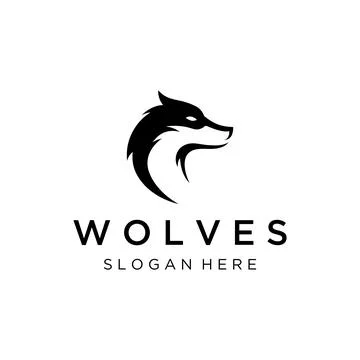 Night wolf abstract Logo template design simple isolated background.Vector .. Stock Illustration