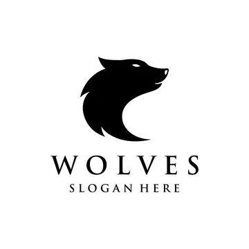 Night wolf abstract Logo template design simple isolated background.Vector .. Stock Illustration
