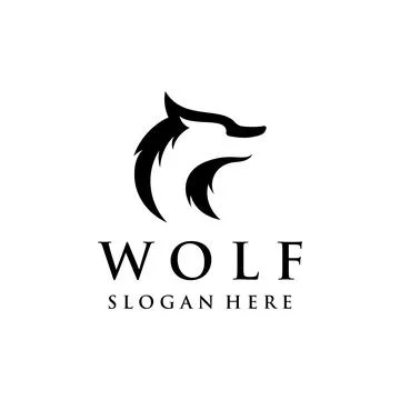 Night wolf abstract Logo template design simple isolated background.Vector .. Stock Illustration