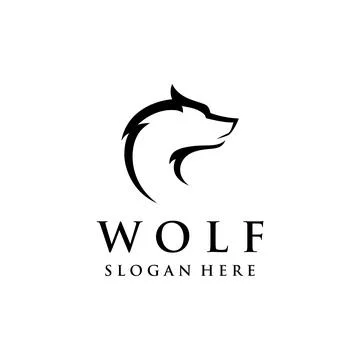 Night wolf abstract Logo template design simple isolated background.Vector .. Stock Illustration