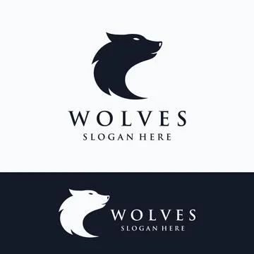 Night wolf abstract Logo template design simple isolated background.Vector .. Stock Illustration