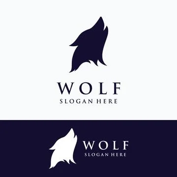 Night wolf abstract Logo template design simple isolated background.Vector .. Stock Illustration