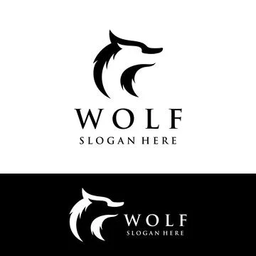 Night wolf abstract Logo template design simple isolated background.Vector .. Stock Illustration