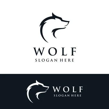 Night wolf abstract Logo template design simple isolated background.Vector .. Stock Illustration