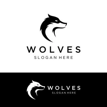 Night wolf abstract Logo template design simple isolated background.Vector .. Stock Illustration