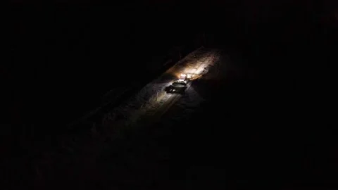 Night work of snowcat at ski resort at night time Stock Footage 165164425