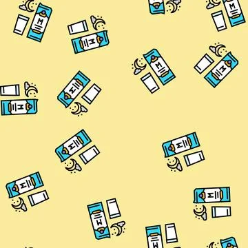 Nightcap drink sleep night vector seamless pattern Stock Illustration