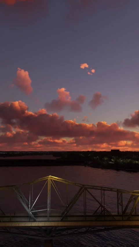 Nightfall Aerial View of Ottawa Bridge; Ontario. Canada Stock-Footage 284489992
