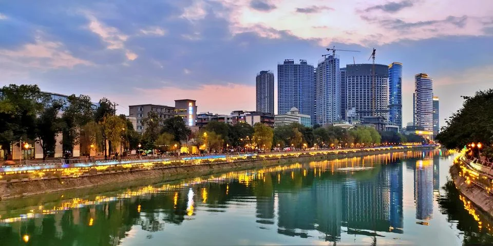 Nightfall in Chengdu Stock Photos