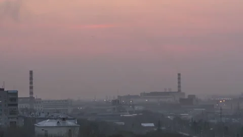 Nightfall in the city, timelapse Stock Footage 214429272