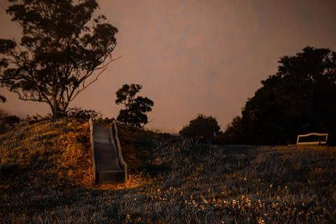 Nightfall at the Enchanted Playground Stock Photos