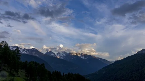 Nightfall in the Hochschober mountain range Stockbeeldmateriaal 122489800