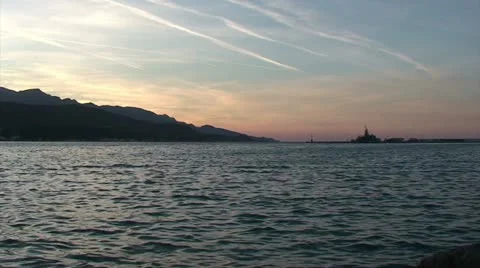 Nightfall at the island Stock Footage