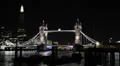 Nightfall Lights Famous Tower Bridge Shard London UK Thames River Ships Boats HD Footage
