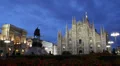 Nightfall Lights People Walking Shopping Area Vittorio Emanuele II Gallery Milan HD Footage