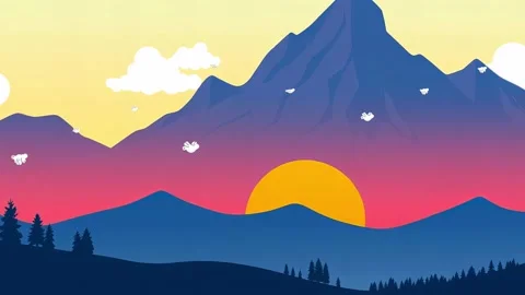Nightfall Mountain Peak in View: With Silhouette Landscape Stock Footage 307978744