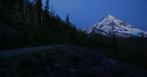 Nightfall on Mt. Hood, Oregon from the Northwest. Stock Footage 68037553