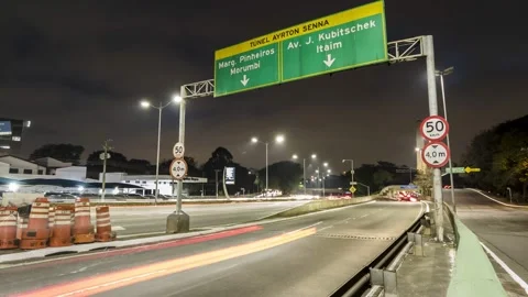 Nightfall time lapse of heavy traffic on 23 de Maio avenue Video stock 158520209