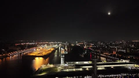Nightime boat yard Stock Footage 280208221