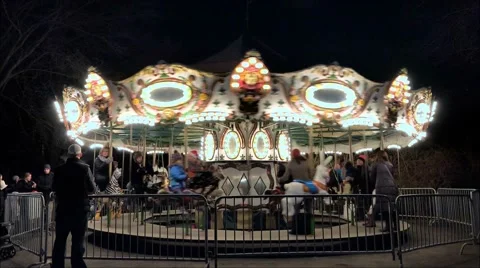 Nightime merry go round carousel, carnival Video stock 45157879
