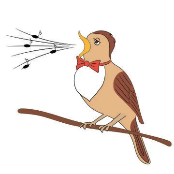 Nightingale Belting Out Notes Stock Illustration