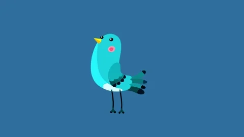 Nightingale bird blue character simple move isolated Stock Footage 247755929