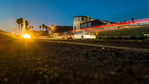Nightlapse of evening traffic from pavement Stock Footage 101211645