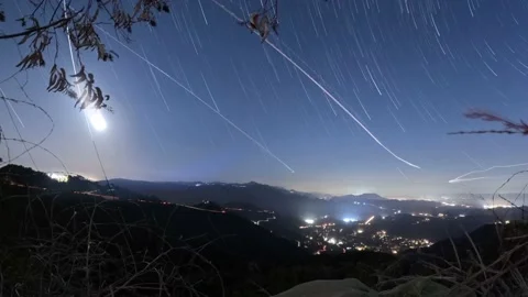 Nightlapse Night Hyperlapse Star Trails Stock Footage 223758198