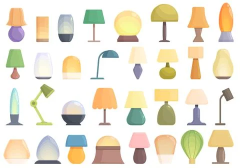 Nightlight icons set cartoon vector. Lamp light Stock Illustration