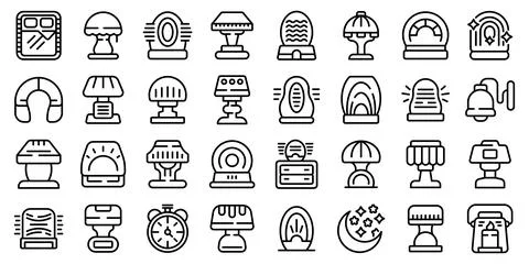 Nightlight icons set outline vector. Light lamp Stock Illustration