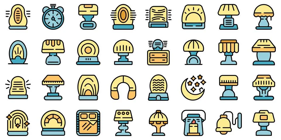Nightlight icons set vector flat Stock Illustration